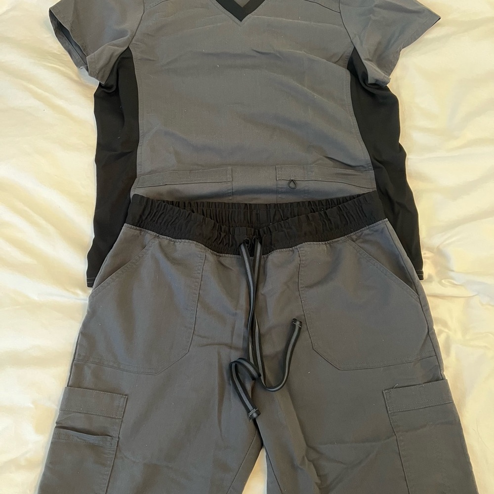 Gray and Black Scrub Set